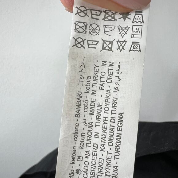 ZARA Black S Poplin Blouse Drawstring Rib V-Neck Ruffle Sleeves Pullover Regular - Picture 9 of 10